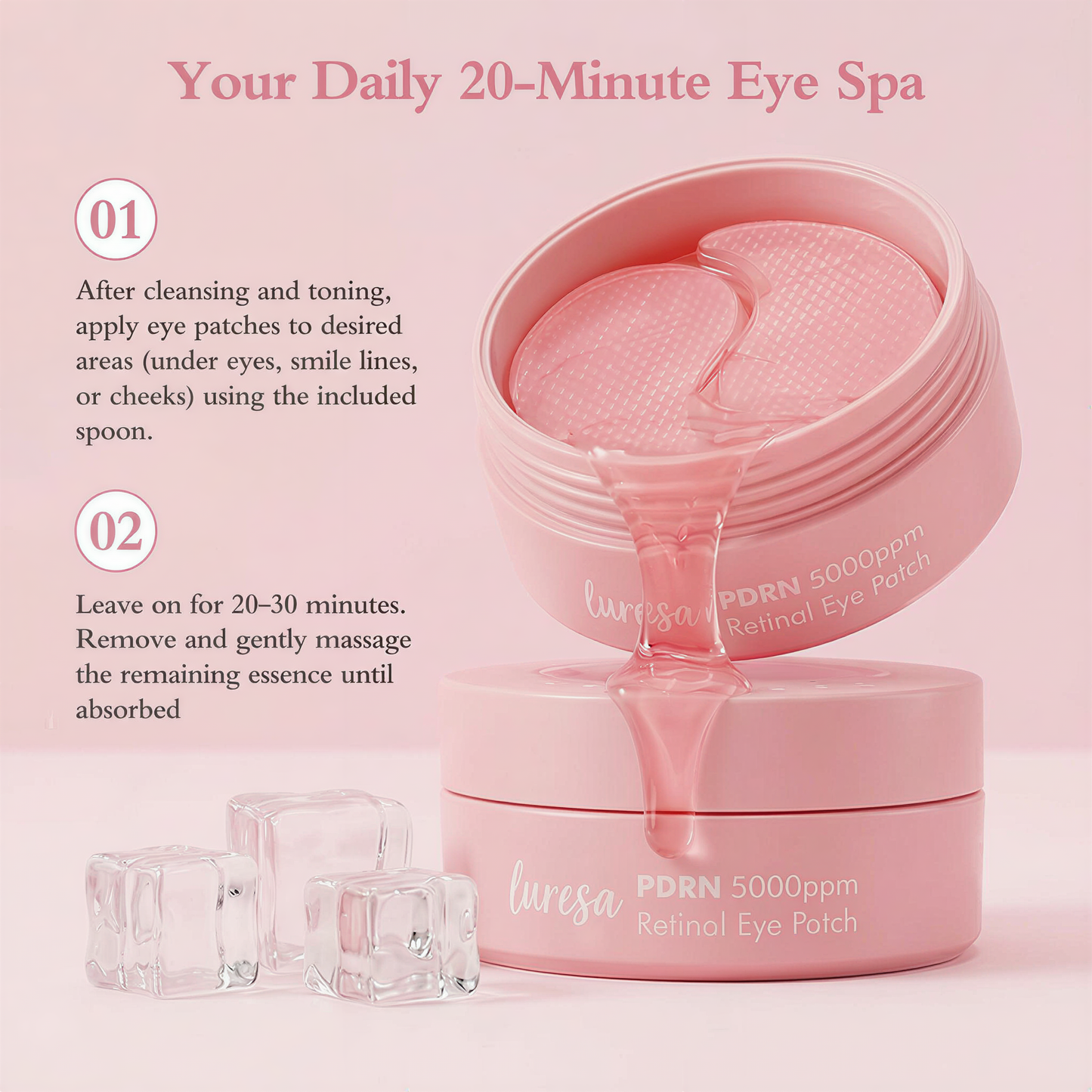 PDRN Eye Patch 5000ppm, Salmon DNA & Retinyl Eye Gel Mask, suitable for eye bags, dark circles, and wrinkles, 👍 the best gift for mom, 60 pieces